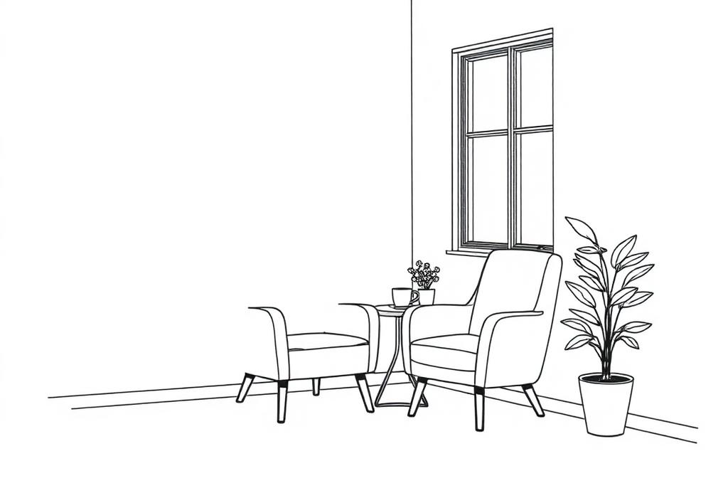 Hand-drawn line-art illustration for "Marketing a Healing Practice Without Sounding Like an Ad"