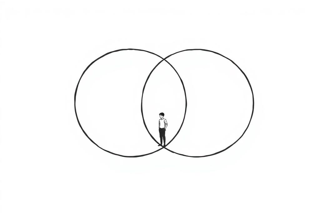 Hand-drawn line-art illustration for "When Your Nonprofit and Your Program Compete With Each Other"